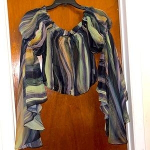 Colorful Stripe Print Crop Top